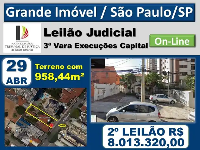 Imóvel na Cidade de São Paulo/SP, com 958,44m², em ótima localização.