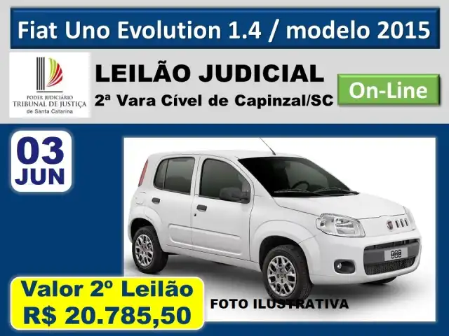automóvel FIAT / UNO EVOLUTION 1.4 (nacional), ano/mod. 2014/2015