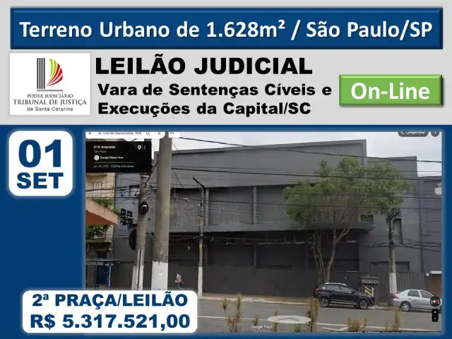 TERRENO COM 1.680,40m² de área, Bairro Cambuci, São paulo/SP