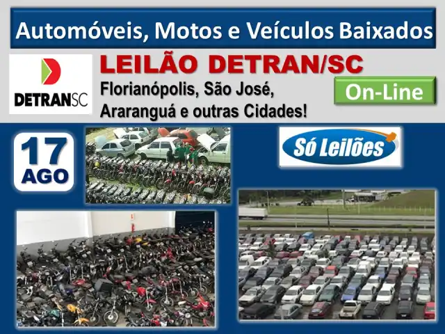 GRANDE LEILÃO DE CARROS E MOTOS DO DETRAN/SC