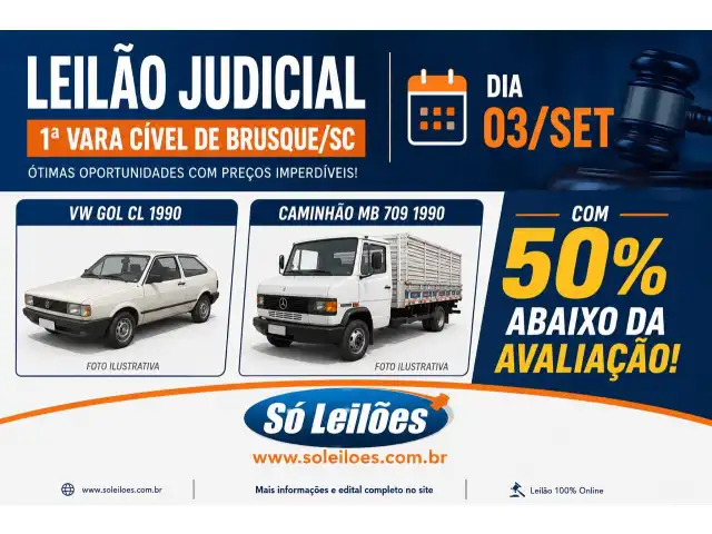 Leilão Judicial / Gol CL e Caminhão M.Benz 709