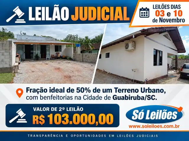 Fração ideal de terreno urbano com benfeitorias