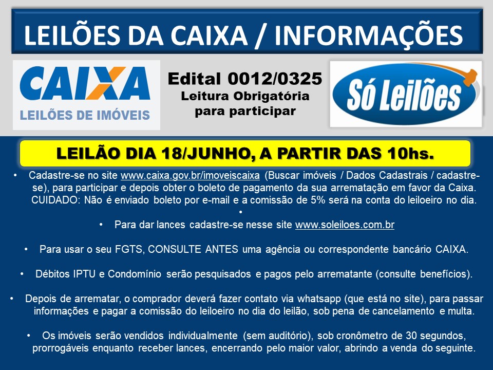 LEILÃO CEF DIA 18.06