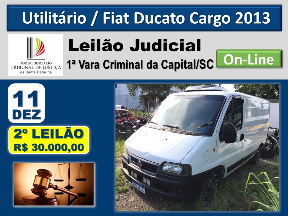 Utilitário Fiat ducato cargo, ano 2012 e modelo 2013.