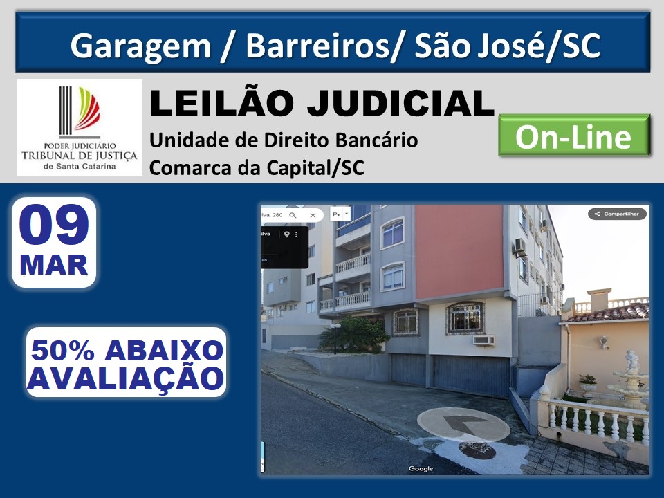 Vaga de garagem com 26m² de área, Barreiros, São José/SC.