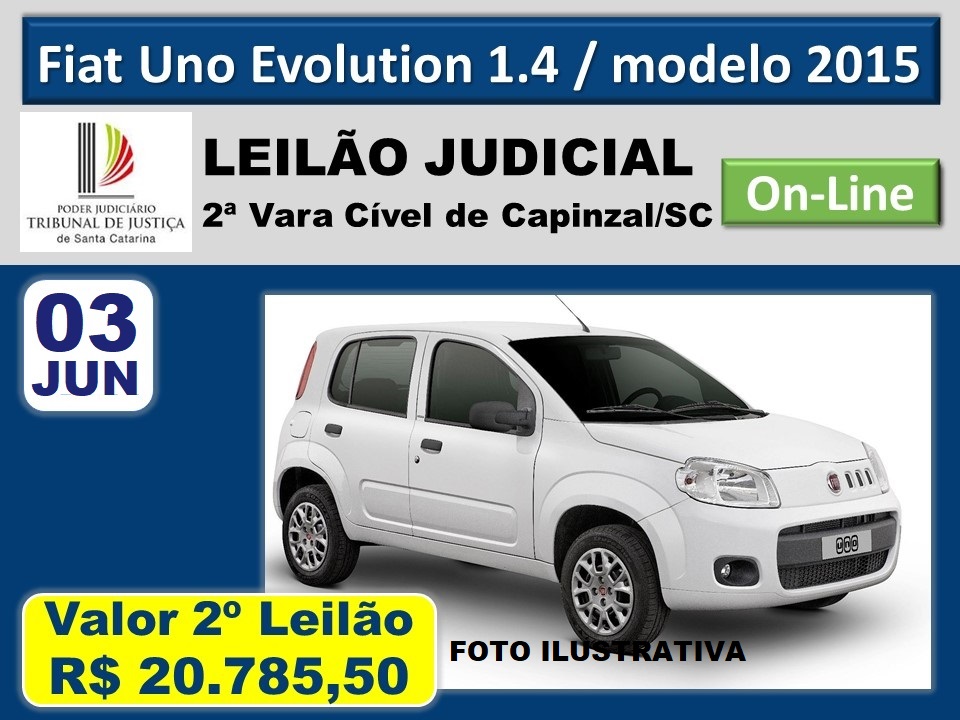 automóvel FIAT / UNO EVOLUTION 1.4 (nacional), ano/mod. 2014/2015