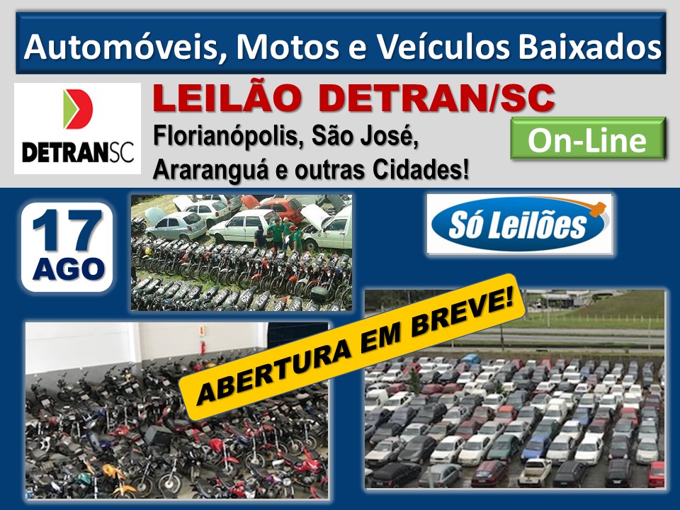 GRANDE LEILÃO DE CARROS E MOTOS DO DETRAN/SC