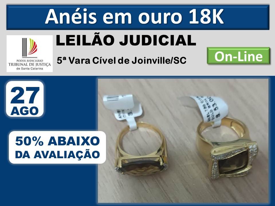 Dois anéis de ouro de 18k, com diamentes e pedra amestista