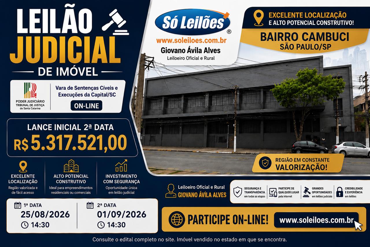 TERRENO COM 1.628,40m² de área, Bairro Cambuci, São paulo/SP