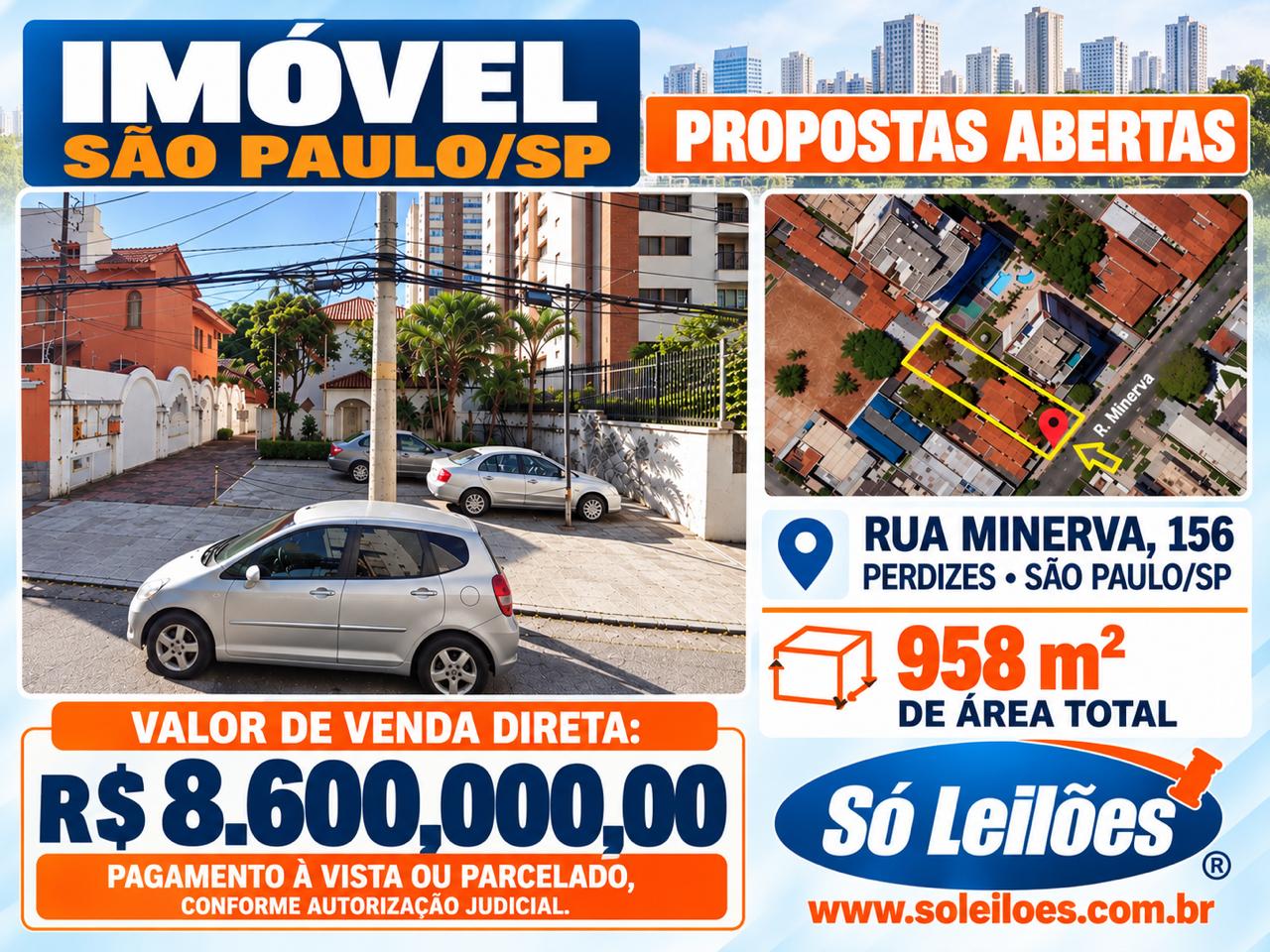 VENDA DIRETA: iMÓVEL com 958,44m², PERDIZES SÃO PAULO/SP